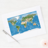 地形世界地図の地球イラスト 長方形シール (封筒)