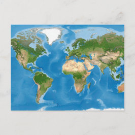 地形世界地図イラスト ポストカード