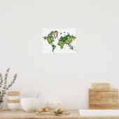地形世界地図 ポスター (キッチン)