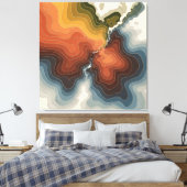 地形図カラフルプリント キャンバスプリント (インサイチュ (寝室))