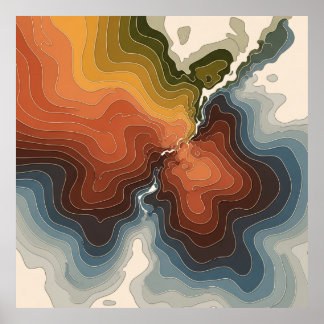 地形図カラフルプリント ポスター