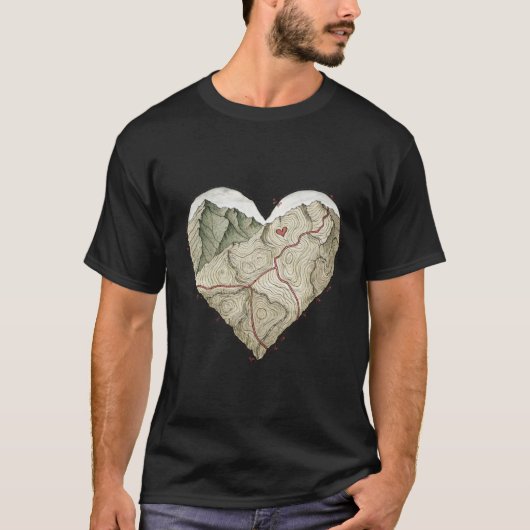 地形図ハート Tシャツ (正面)