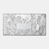 地形図マウスパッド白い長い大きな拡張神 デスクマット (キーボード&マウス)