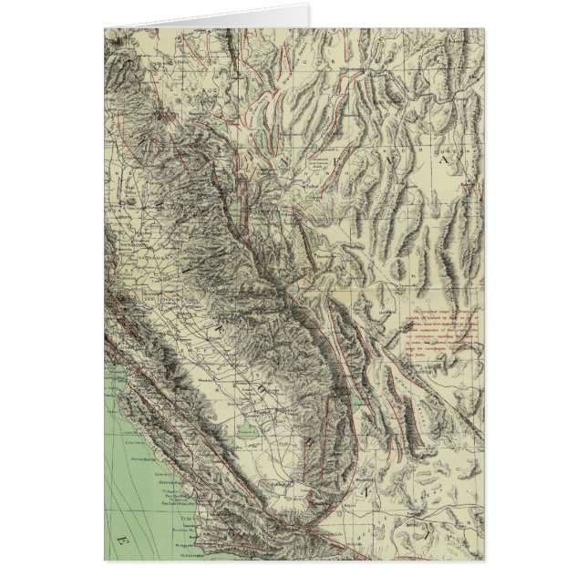 地形図、カリフォルニア、ネバダ (正面)