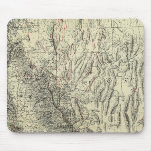 地形図、カリフォルニア、ネバダ マウスパッド (正面)