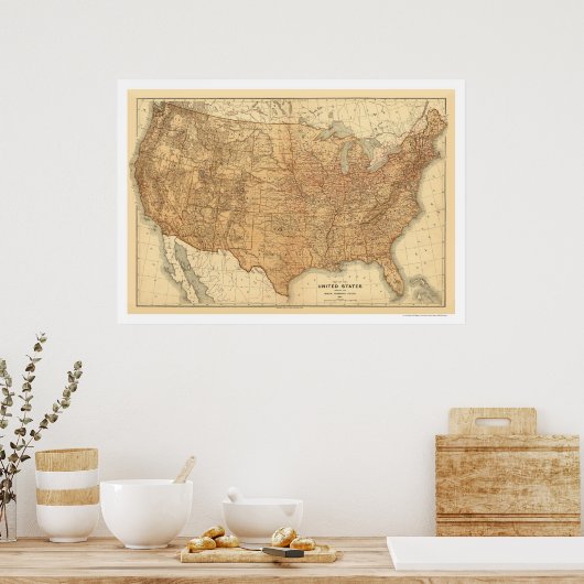 地形図 – 1883 ポスター (キッチン)