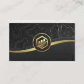 地形線 |金ゴールド黒お洒落 名刺 (正面)