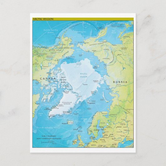 地政学的北極地方地図 ポストカード (正面)