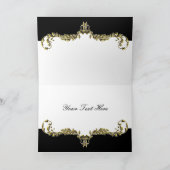 地方で栄える黒と金ゴールドのダマスク感謝していユー サンキューカード (内部)