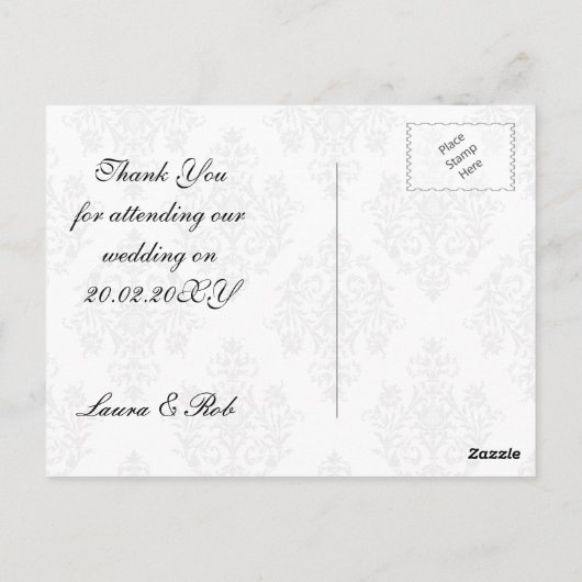 地方で栄える黒と金ゴールドのダマスク感謝していユー ポストカード (裏面)