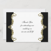 地方で栄える黒と金ゴールドのダマスク感謝していユー 招待状 (裏面)