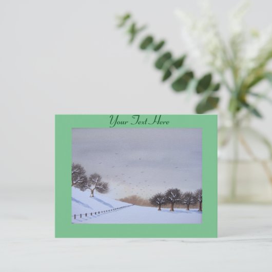 地方のクリスマススノーシーン風景アート シーズンポストカード (スタンド正面)