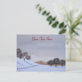 地方のクリスマススノーシーン風景アート シーズンポストカード (スタンド正面)