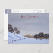 地方のクリスマススノーシーン風景アート シーズンポストカード (正面/裏面)