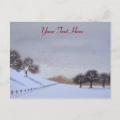 地方のクリスマススノーシーン風景アート シーズンポストカード (正面)