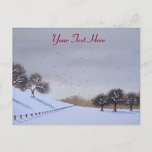 地方のクリスマススノーシーン風景アート シーズンポストカード (正面)