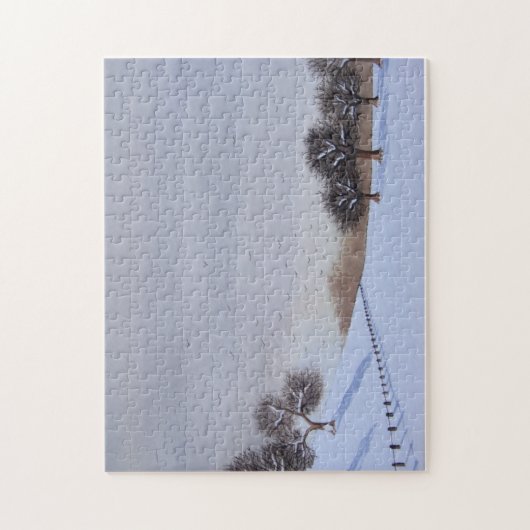 地方のクリスマス雪のシーン風景のアートジグソー ジグソーパズル (縦)