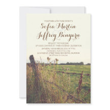 地方のフェンス カントリー ラスティック ウェディング 招待状