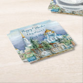 地方の小さな町、ザドンスクの水彩画 ペーパーコースター (アングル)