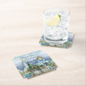 地方の小さな町、ザドンスクの水彩画 ペーパーコースター (インサイチュ)