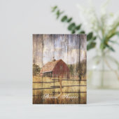 地方の秋のウェスタンカントリー赤い納屋の結婚式 招待状 (スタンド正面)