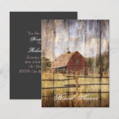 地方の秋のウェスタンカントリー赤い納屋の結婚式 招待状 (正面/裏面)