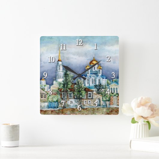 地方小都市ザドンスクアクアレル スクエア壁時計 (ホーム)