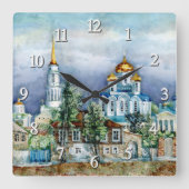 地方小都市ザドンスクアクアレル スクエア壁時計 (正面)