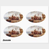 「地方港湾巡礼者の上陸」オーバル 楕円形シール (シート)