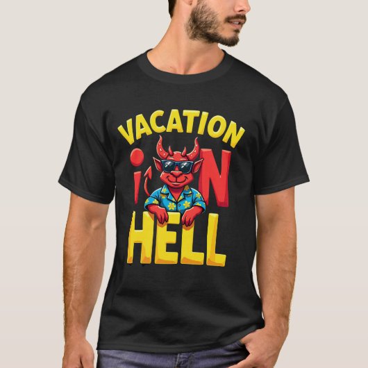 地獄でのバカンス 悪魔デザイン Tシャツ (正面)