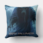 地獄のような風景の中の黒い幽霊 – ハロウィーン クッション (裏面)