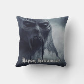 地獄のような風景の中の黒い幽霊 – ハロウィーン クッション (裏面)