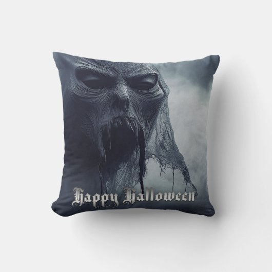 地獄のような風景の中の黒い幽霊 – ハロウィーン クッション (正面)