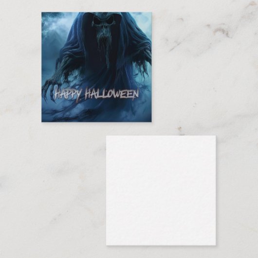 地獄のような風景の中の黒い幽霊 – ハロウィーン ノートカード (正面/裏面)