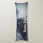 地獄のような風景の中の黒い幽霊 – ハロウィーン ボディピロー (裏面 (縦))