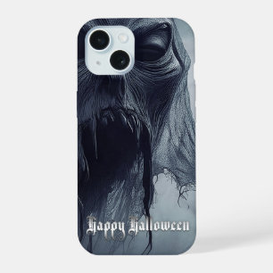 地獄のような風景の中の黒い幽霊 – ハロウィーン iPhone 15ケース