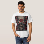地獄のスカルキング - ダークホラー デーモンスカルアート Tシャツ (正面フル)