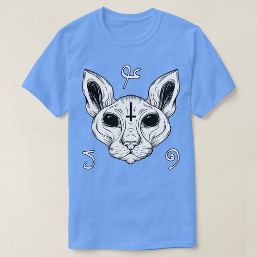 地獄のバプホメット悪魔のスフィンクス猫 Tシャツ (デザイン正面)