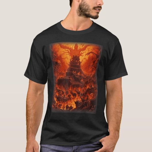 地獄のビジョン サタン 悪魔 デーモン モンスター スケルトン Tシャツ (正面)