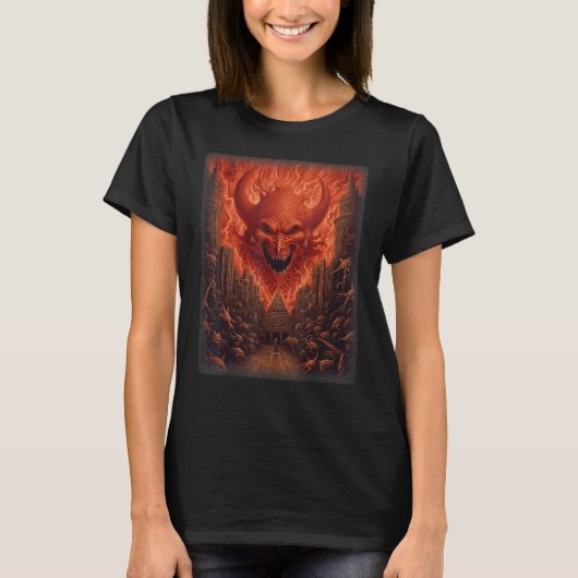 地獄のビジョン サタン 悪魔 デーモン モンスター スケルトン Tシャツ (正面)