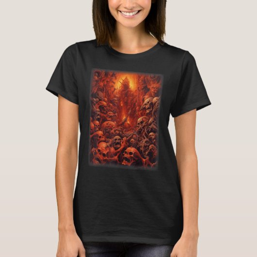 地獄のビジョン サタン 悪魔 デーモン モンスター スケルトン Tシャツ (正面)