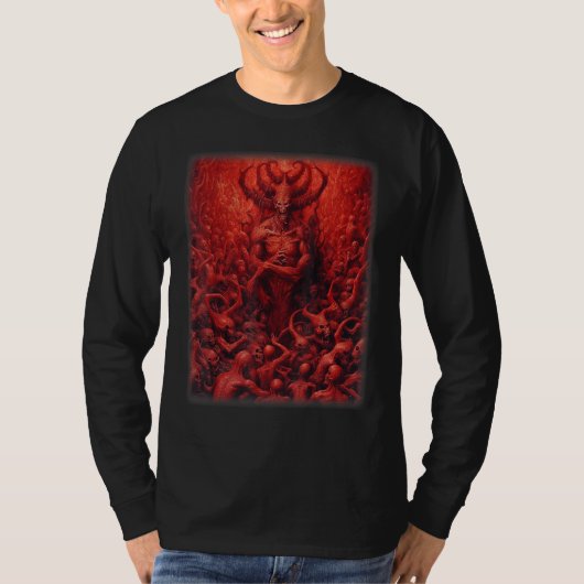 地獄のビジョン サタン 悪魔 悪霊 モンスター スケルトン Tシャツ (正面)