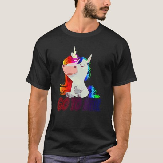 地獄の中指ユニコーンに行く Tシャツ (正面)