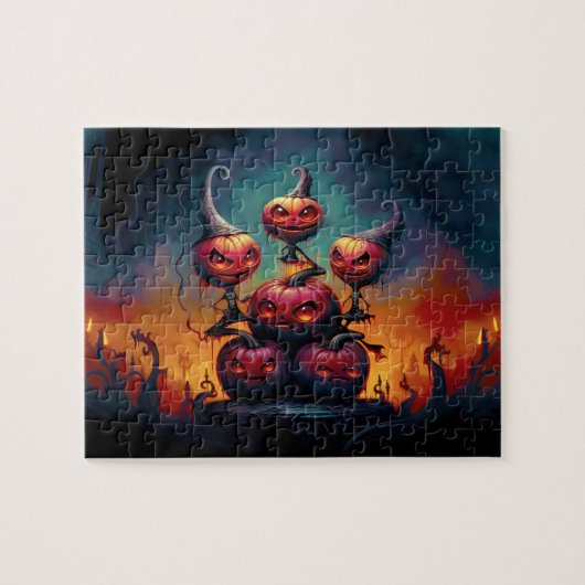 地獄の悪魔のカボチャ祝ハッピーハローウィン ジグソーパズル (横)