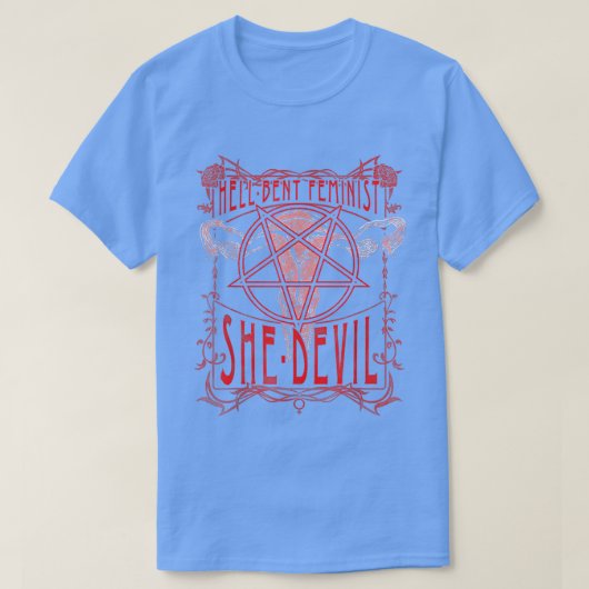 地獄の曲がったフェミニスト彼女は悪魔の子宮 Tシャツ (デザイン正面)
