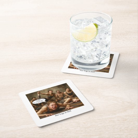 地獄の熱いヨガ。 スクエアペーパーコースター (インサイチュ)