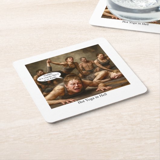 地獄の熱いヨガ。 スクエアペーパーコースター (アングル)