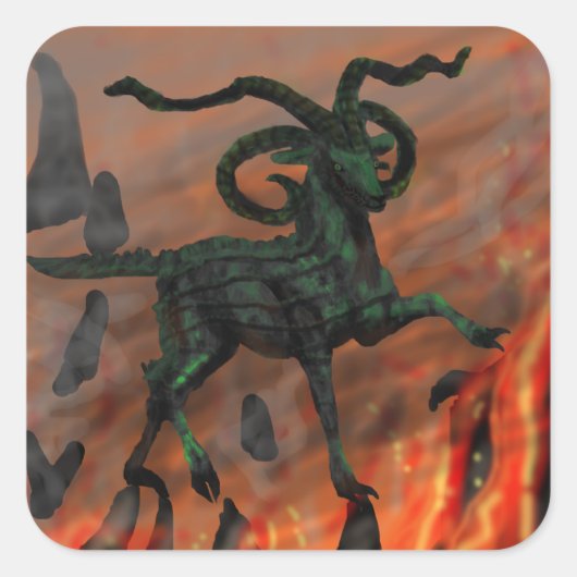 地獄の緑の四角の悪魔のヤギ スクエアシール (正面)