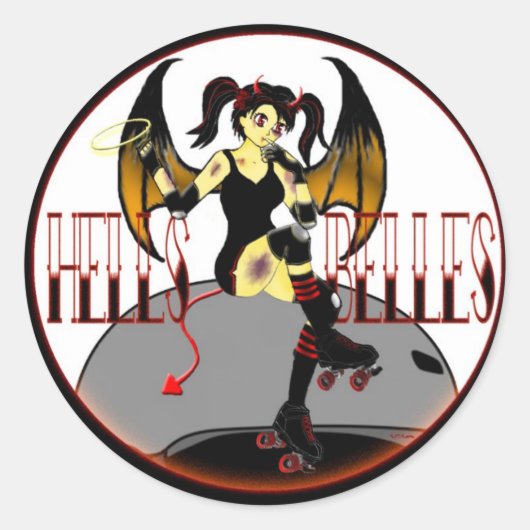 地獄の美女のロゴのステッカー ラウンドシール (正面)