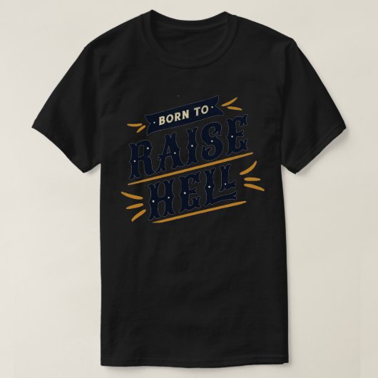 地獄生まれタイポグラフィ引用文ことわざ距離を上げる Tシャツ (デザイン正面)